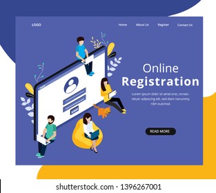 Isometric Artwork Concept Of Online Registration