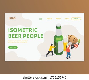 Isometric artwork concept of People Making Beer