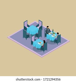 Concepto de arte isométrico del restaurante isométrico