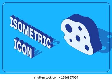 Isometric Asteroid icon isolated on blue background.  Vector Illustration