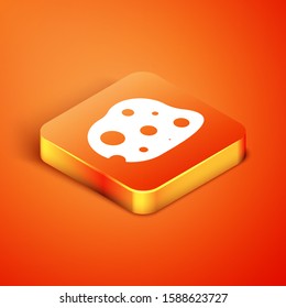 Isometric Asteroid icon isolated on orange background.  Vector Illustration