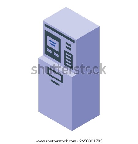 Isometric atm cash machine providing secure financial transactions, banking and finance concept