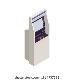 Isometric atm interface on white background 3d vector illustration