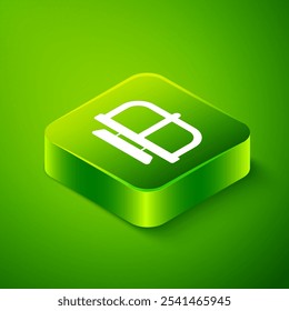 Isometric Attraction carousel icon isolated on green background. Amusement park. Childrens entertainment playground, recreation park. Green square button. Vector