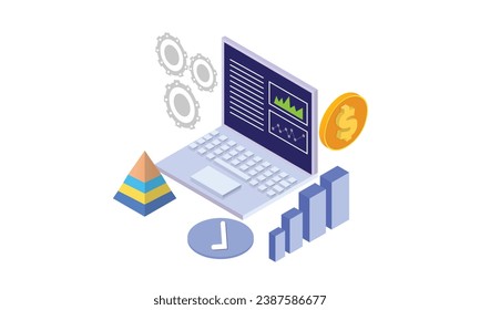 Isometric Audit Logging and Monitoring .on white background.3D design.isometric vector design Illustration.