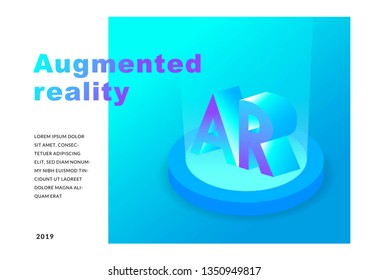 Isometric augmented with letters AR virtual reality concept