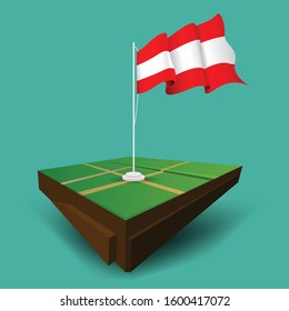 
Isometric Austria waving vector flag on the soil