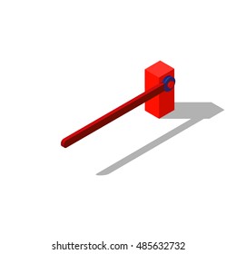 Isometric automatic barrier illustration. 3d barrier at rail crossing. Isometric map piece.
