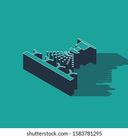 Isometric Automatic irrigation sprinklers icon isolated on green background. Watering equipment. Garden element. Spray gun icon.  Vector Illustration