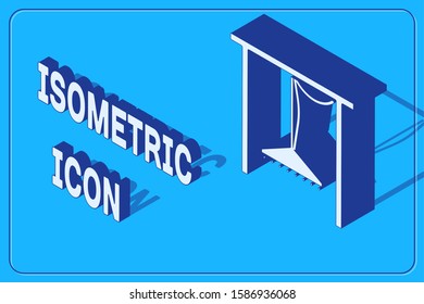 Isometric Automatic irrigation sprinklers icon isolated on blue background. Watering equipment. Garden element. Spray gun icon.  Vector Illustration
