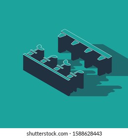Isometric Automatic irrigation sprinklers icon isolated on green background. Watering equipment. Garden element. Spray gun icon.  Vector Illustration