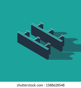 Isometric Automatic irrigation sprinklers icon isolated on green background. Watering equipment. Garden element. Spray gun icon.  Vector Illustration