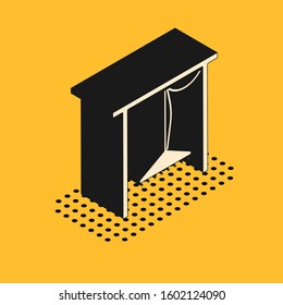 Isometric Automatic irrigation sprinklers icon isolated on yellow background. Watering equipment. Garden element. Spray gun icon.  Vector Illustration