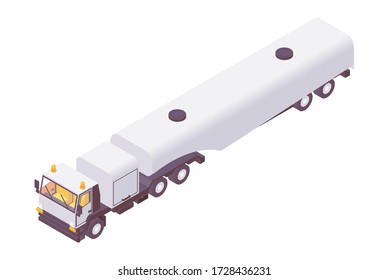 Isometric Aviation Fuel Truck. Plane Refueling Lorry Tanker.