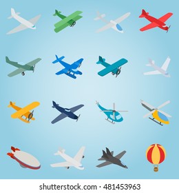 Isometric aviation icons set. Universal aviation icons to use for web and mobile UI, set of basic aviation elements vector illustration