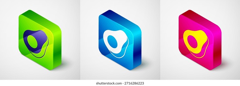 Isometric Avocado fruit icon isolated on grey background. Square button. Vector