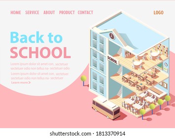 isometric back to school background