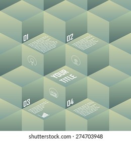 Isometric background cubes in retro vintage colors. Geometry backdrop suitable for infographics, presentations, brochures, websites. Eps10 vector illustration.