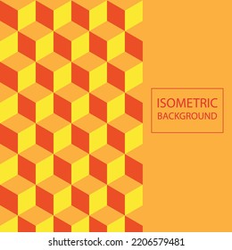 isometric background of cubes of yellow and orange colors with the inscription