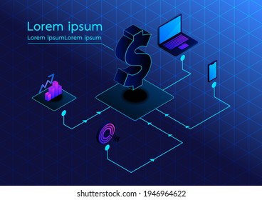 Isometric Background illustrations, Vectors, and infographics. Information technology and business concept.