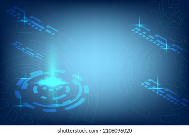Isometric Background of technology  with splited redial. Blue Abstract network communication template with security concept. Artificial Innovation Intelligence space for design.