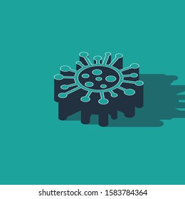 Isometric Bacteria icon isolated on green background. Bacteria and germs, microorganism disease causing, cell cancer, microbe, virus, fungi.  Vector Illustration