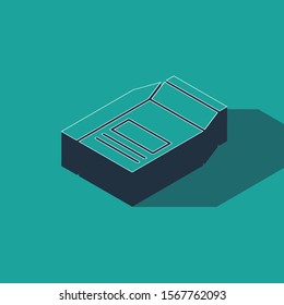 Isometric Bag of food icon isolated on green background. Food for animals. Pet food package.  Vector Illustration