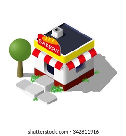 Isometric bakery building. Bakery icon.