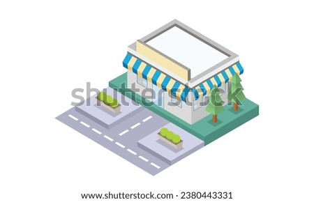 isometric bakery shop building isolated.on white background.3D design.isometric vector design Illustration.