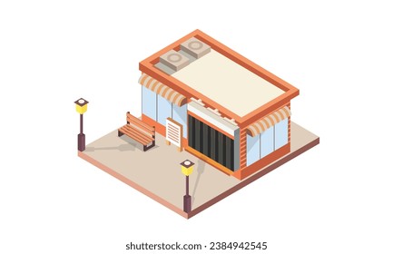 isometric bakery Shop.on white background.isometric design. 3D design elements for construction of urban and village landscapes.