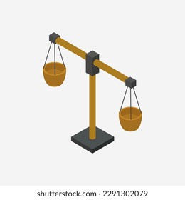 Isometric balance scale on a background