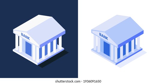 Isometric bank building on two different backgrounds. Vector illustration.