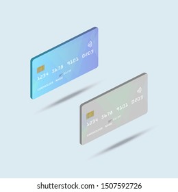 Isometric bank card. Secure card vector