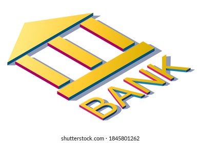 Isometric Bank icon vector illustration