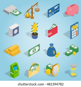 Isometric bank icons set. Universal bank icons to use for web and mobile UI, set of basic bank elements vector illustration