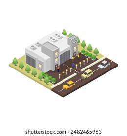 Isometric bank illustrated in vector