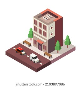 Banco isométrico en segundo plano