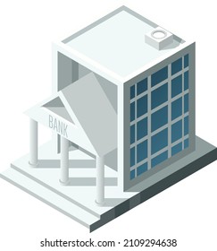 Isometric bank. Urban building with fancy facade. Modern city house