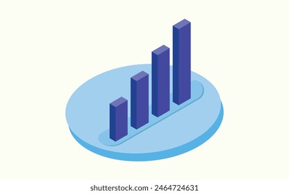 Gráfico de barras isométrico. Ilustración vectorial de Vector colorido isométrico con un tema de crecimiento empresarial creciente