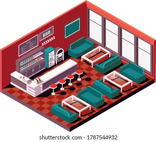 isometric bar pub restaurant vector illustration 