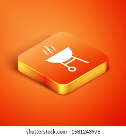 Isometric Barbecue grill icon isolated on orange background. BBQ grill party.  Vector Illustration