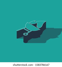 Isometric Barbecue grill icon isolated on green background. BBQ grill party.  Vector Illustration