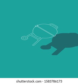 Isometric Barbecue grill icon isolated on green background. BBQ grill party.  Vector Illustration