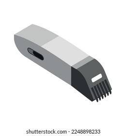 Isometric barber hairdresser composition with isolated professional equipment images on blank background vector illustration