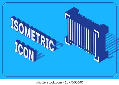 Isometric Barcode icon isolated on blue background.  Vector Illustration