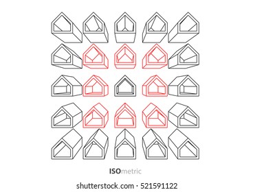 isometric barn house logo architecture graphic design, the modern warehouse architectural perspective concept vector