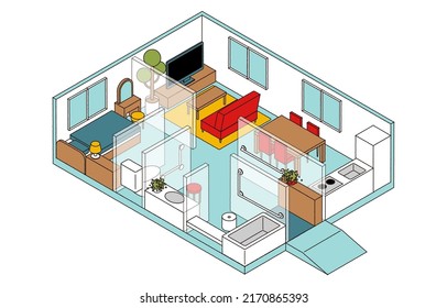 Isometric barrier-free house vector illustration