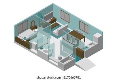 Isometric barrier-free housing vector illustration