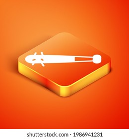 Isometrischer Baseballschläger mit Nagelsymbol einzeln auf orangefarbenem Hintergrund. Gewaltwaffe.  Vektorgrafik