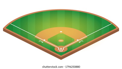 Isometric Baseball field. Flat illustration of baseball field vector design. Vector illustration